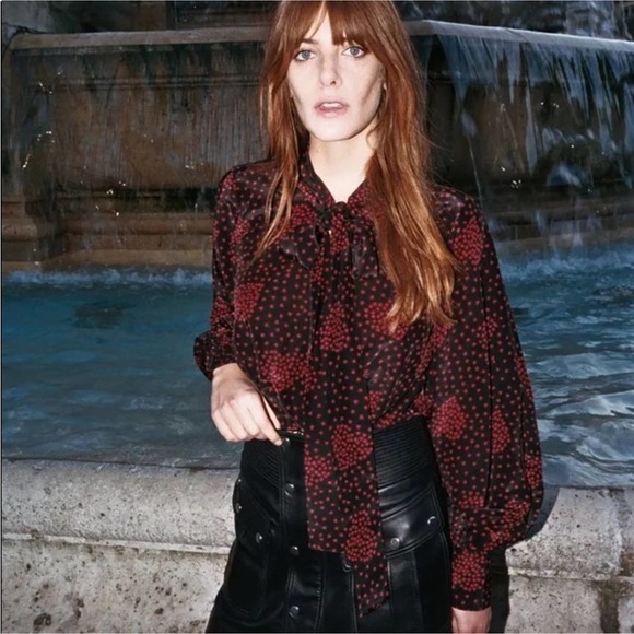 The Kooples Tops - THE KOOPLES Heart Printed Tie Front Wrap Blouse Small